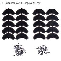 10 Pairs Heel Plates Shoe Heel Taps Tips Shoe Sole Heel Repair Pad Guard Replacement Toe Plastic Taps Savers with Nails,Black