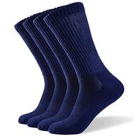 Well Knitting Men's Non-Binding Diabetic Coolmax Medical Circulation Crew Socks 4 Pairs (Navy, XL)