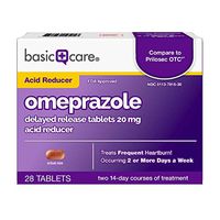 Basic Care Omeprazole Delayed Release Tablets 20 mg, Treats Frequent Heartburn, 28 Count