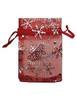 Ankirol 100pcs Christmas Organza Favor Bags Snowflake Jewelry Candy Gift Bags Samples Display Drawstring Pouches (red, 2.8x3.6)