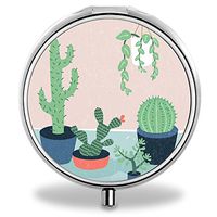 Custom Wanchang Pill Case, Cactus Round Compact 3 Metal Portable Pill Container for Daily Use