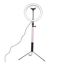 Brrnoo 3 in 1 LED Ring Fill Light, Dimmable Makeup Mirror Ring Light with Selfie Stick and Bracket for Video Live Makeup with USB Charge