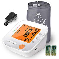 Blood Pressure Monitor Upper Arm, AlphagoMed Automatic Blood Pressure Monitor Large Cuff 9-17 inches, Digital Bp Cuff for Home Use,2 * 90 Memory Mode, Batteries and AC Adapter Included - FDA Approved