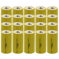 20x Exell C Size 1.2V 3000mAh NiCD Button Top Rechargeable Batteries for meters, radios, hybrid automobiles, high power static applications (Telecoms, UPS and Smart grid), radio controlled devices