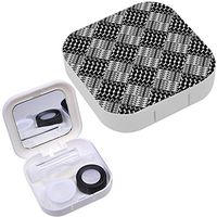 Portable Contact Lens Case Box Travel Kit Mirror + Bottle + Tweezers Container Holder [ Rhombus Tiles ]
