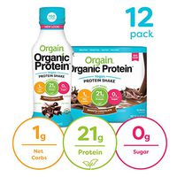 Orgain Organic 21g Vegan Plant Based Protein Shake, Smooth Chocolate - Meal Replacement, Ready to Drink, Non Dairy, Gluten Free, Lactose Free, Soy Free, Kosher, Non-GMO, 14 Ounce, 12 Count