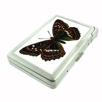 Perfection In Style Metal Cigarette Case with Built in Lighter Vintage Butterfly Design 009