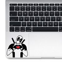 Deadpool Heart Hands Marvel Superhero Macbook Laptop Die-cut Vinyl Decal Sticker Trackpad (2.9" X 3", Black with red heart)