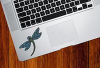 Yadda-Yadda Design Co. Dragonfly - Patterned Dragonfly - Vinyl Trackpad Tablet Decal - Copyright2016 (3" w x 2.75" h) (Small, Blue Wings)