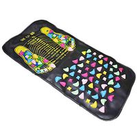 Acupressure Mat Reflexology Walk Stone Foot Massager Mat Pad Foldable Cushion for Relaxing Pressure Muscle Pain Relieve Black -35x70Cm