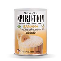 NaturesPlus SPIRU-TEIN Shake - Banana Flavor - 2.4 lbs, Spirulina Protein Powder - Plant Based Meal Replacement, Vitamins & Minerals for Energy - Vegetarian, Gluten-Free - 32 Servings