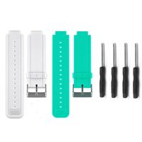 HWHMH Allrun Replacement Silicone Bands With 2PCS Pin Removal Tools for Garmin Vivoactive (No tracker, Replacement Bands Only) (White&Teal)