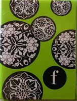 Michaels Monogrammed Blank Notecards "f" Lowercase, Lime Green Background with B/W Bold Bloom Design
