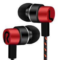 Elaco Superb bass Stereo Sound Effect Durable 1.2 m Knitted Cable Universal 3.5mm in-Ear Stereo Earbuds Earphone for Cell Phone (Red)
