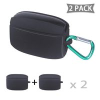 2pcs HOLACA Silicone Protective Case for Jabra Elite 65t/Elite Active 65t with Carabiner, Weather Proof Silicone,Soft and Flexible Charging Case Cover with Dustproof Plug (Black)