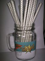 Gray Chevron Stripe Vintage Paper Drinking Straws 25 ct. - Twilight Parties
