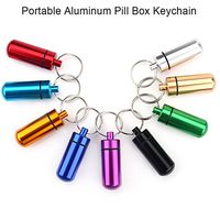 NDHT 9 Pcs Colorful Waterproof Aluminum Pill Box Outdoor Camping Traveling Pill Box Case Bottle Storage Drug Holder Container Keychain Key Ring
