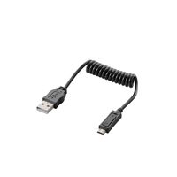 Like !T Expansion Spring Coiled Cable, USB-A to Micro-B Cable 0.5m[1.6Ft] for Devices with Micro-B Port (Black)