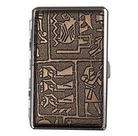 Men Business Gift Cigarette Storage Holder Cigarette Case Slim Leather Metal Storage Box for 20 Long Thin Cigarettes(Egypt)