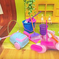 Ocamo 9Pcs Simulation Home Cleaning Tools, Mini Floor Broom Mop Dust Toy