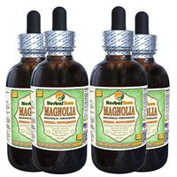 Magnolia (Magnolia Virginiana) Glycerite, Organic Dried Bark Alcohol-Free Liquid Extract (Brand Name: HerbalTerra, Proudly Made in USA) 4x4 fl.oz (4x120 ml)