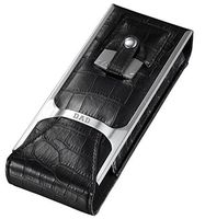 Visol Alton Leather Cigar Case, Cigar Cutter and Flask Travel Set - Fathers Day with Dad Engraving (Black Leather)