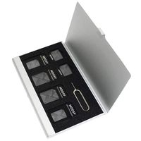 PCTC Aluminum Memory Card Case Storage Box for SD Micro SD MMC TF Card Holder Case Hold (7 Slots)