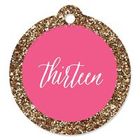 Chic 13th Birthday - Pink and Gold - Birthday Party Favor Gift Tags (Set of 20)
