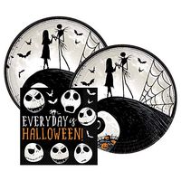 Nightmare Before Christmas Halloween Party Paper Dessert Plates and Paper Napkins, 16 Servings, Bundle- 3 Items