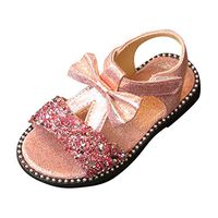TIANRUN Toddler Baby Girls Summer Sandals for 1-6 Years Old Kids Child Bowknot Bling Sequins Princess Shoes Pink