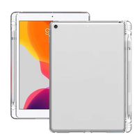 for iPad 2019 7th Generation 10.2 inch Case with Pencil Holder, Hybrid Rubber TPU Silicone Protective Transparent Case Cover Back Shell (Clear)
