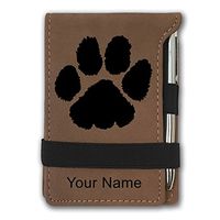 Mini Notepad, Paw Print, Personalized Engraving Included (Dark Brown)