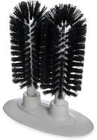 Carlisle 4046003 Sparta Plastic Handle Twin Glass Washer, Polyester Bristles, 6" Brush Size, 8" Overall Length, Black