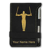 Mini Notepad, Gymnast Man, Personalized Engraving Included (Black)
