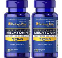 Puritan's Pride Super Strength Rapid Release Capsules Melatonin 10 mg -- 2 Bottles each of 120 Count