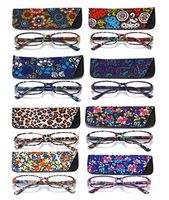 SOOLALA 8-Pair Fashionable Spring Hinge Rectangular Reading Glasses w/Matching Pouch (8 Pairs Mixed Colors-A, 2.75)
