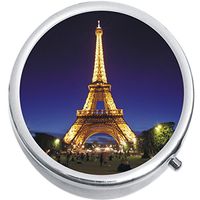 Eiffel Tower Night Paris Medicine Vitamin Pill Box