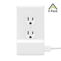 5 Pack SnapPower USB Charger - USB Charger built into an Electrical Cover Plate - Charges all USB Devices - 1 Port Charger Installs in Seconds - FOR OUTLETS - (Duplex, White)