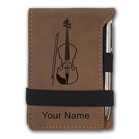 Mini Notepad, Violin, Personalized Engraving Included (Dark Brown)