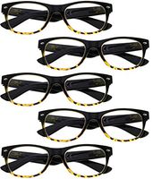 5 Packs Dark Color Stylish Patterned Spring Hinges Women Reading Eyeglasses(DEMI/ARM,+1.25)