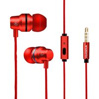 Metal Stereo Headphone,Pocciol Super Bass Earphone Hands Free Earbuds With Mic Sport Headset (Red)