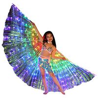 Women Soft Halloween Party LED Butterfly Wings Belly Dance Costumes Glowing Performance Clothing(3 AA Batteries not Included) (Without The Sticks)