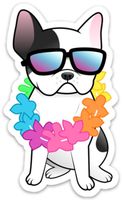 Stickeroonie French Bulldog Sticker Decal Frenchie Dog Cute Lei Hawaiian 4" x 3" Water Bottles Laptop