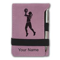 Mini Notepad, Basketball Player Woman, Personalized Engraving Included (Pink)