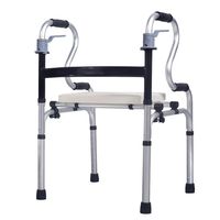 EGCLJ Deluxe Folding Pulley Walker - Elderly Walker - Adjustable Height Walking Frame - for Mobility & Transport Aid - Ideal for Elderly & Handicap (Color : Without a Wheel)