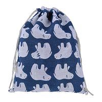 HuntGold Drawstring Storage Bag Travel Fresh Polar Bear Printed Cotton Linen Jewelry Gifts Organizer Pouch 19.6x24 cm