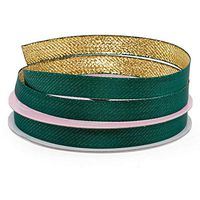 Narrow Two-Tone Metallic Back Ribbon -5/8" X 25Yd- Forest/Gold