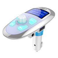 preliked LCD FM Transmitter Bluetooth FM Modulator Handsfree Car MP3 Player USB Charger (White + Silver)