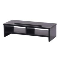 Cuekondy 2019 New Bamboo Wood Computer Monitor Stand Riser with 2 Drawers Storage Organizer,Home Office Laptop Printer Desktop Stand (Black -1)