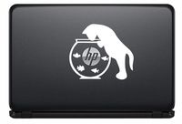 Cat Looking Fish Logo Vinyl Decal Sticker for Computer MacBook Laptop Ipad Electronics Home Window Custom Walls Cars Trucks Motorcycle Automobile and More (White)